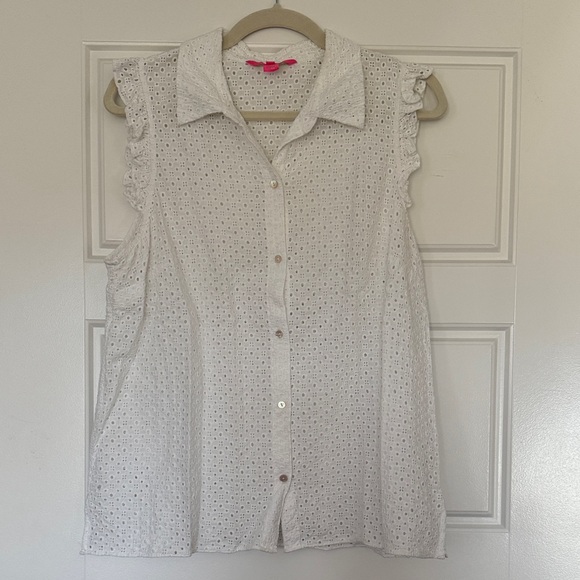 Lily Pulitzer White Eyelet Sleeveless Blouse - Picture 1 of 4